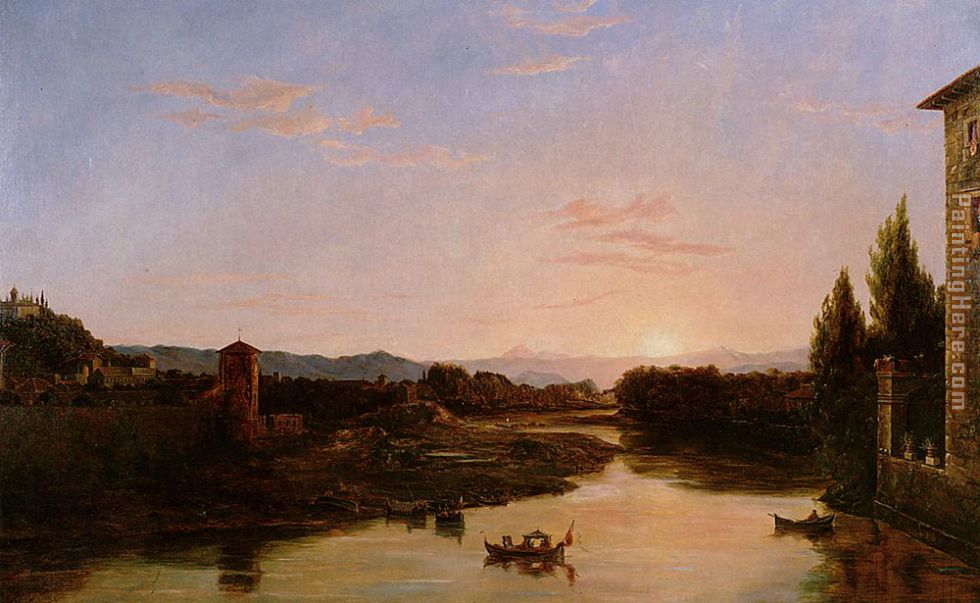 Sunset of the Arno painting - Thomas Cole Sunset of the Arno art painting